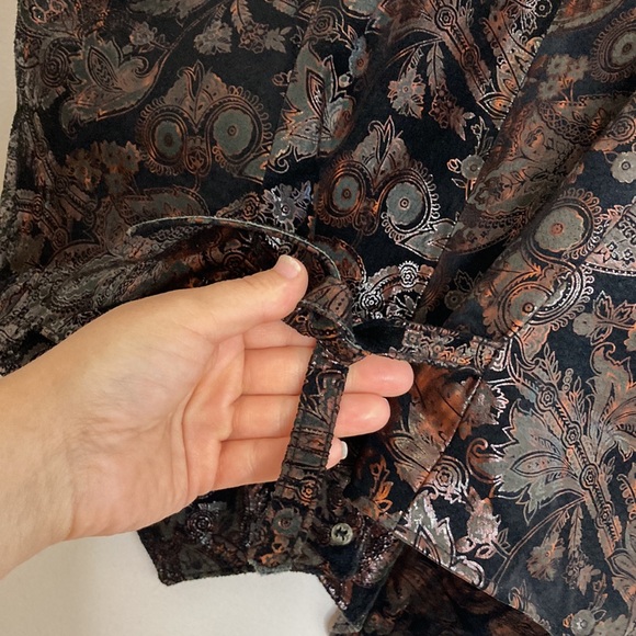 Vintage Vest Womens 10 Black Velour Red Faux Leather Paisley Goth 90s Waistcoat - Picture 8 of 12